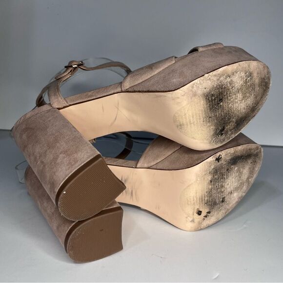 STEVE MADDEN Novia Velvet Cream Platform Chunky Heels Size 8 - Picture 5 of 8